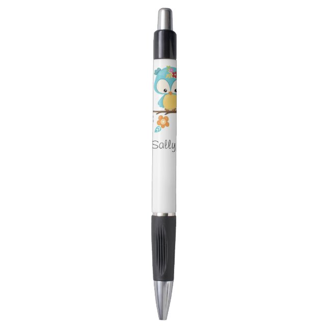 Cute Owl on Branch Personalized Pen (Front Vertical)