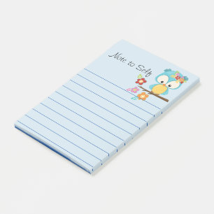 Cute Owl on Branch Personalized Post-it Notes
