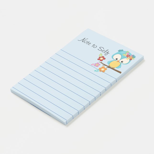 Cute Owl on Branch Personalized Post-it Notes (Angled)