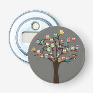 Cute Owl On Tree   Background Bottle Opener