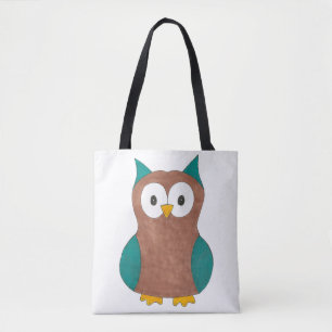 Cute Owl Owls Blue Brown Bird Print Birds Tote Bag