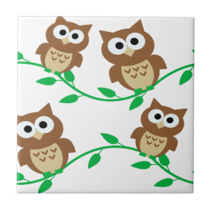 cute owl owls cartoon animal tile
