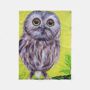 Cute Owl Painting Fleece Blanket