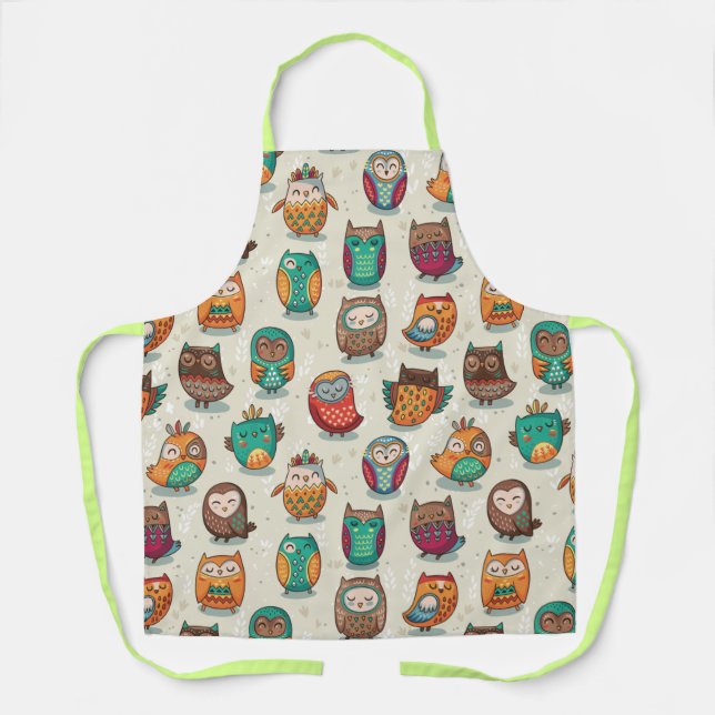 Cute Owl Pattern Apron (Front)