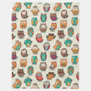 Cute Owl Pattern Fleece Blanket