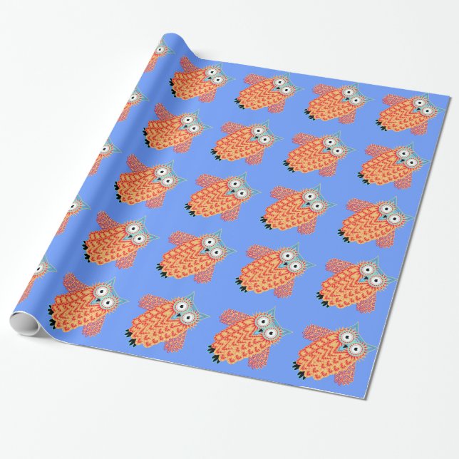 Cute Owl Pattern Give a Bird Watcher Wrapping Paper (Unrolled)