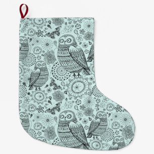 Cute Owl Pattern Large Christmas Stocking