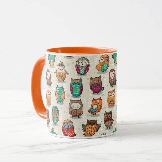 Cute Owl Pattern Mug (Front Left)