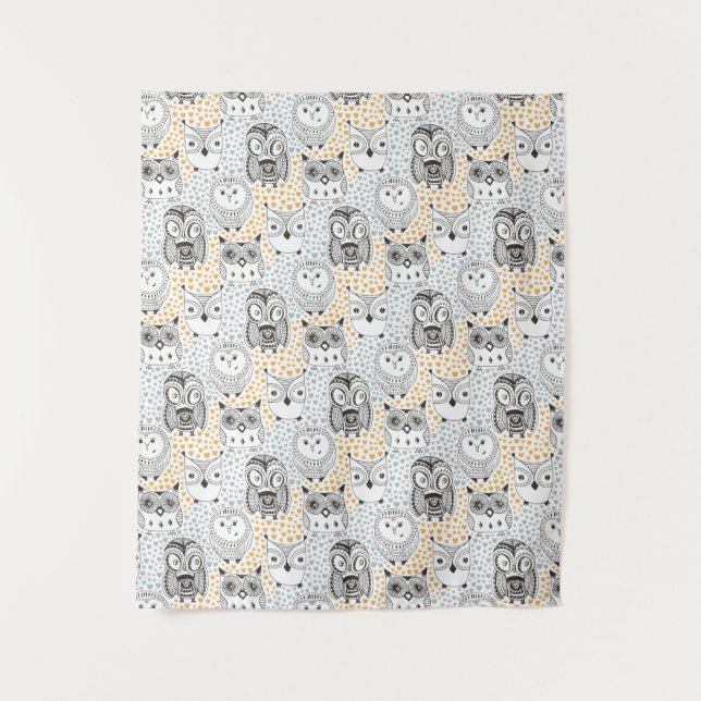 Cute Owl Pattern tapestry (Front)