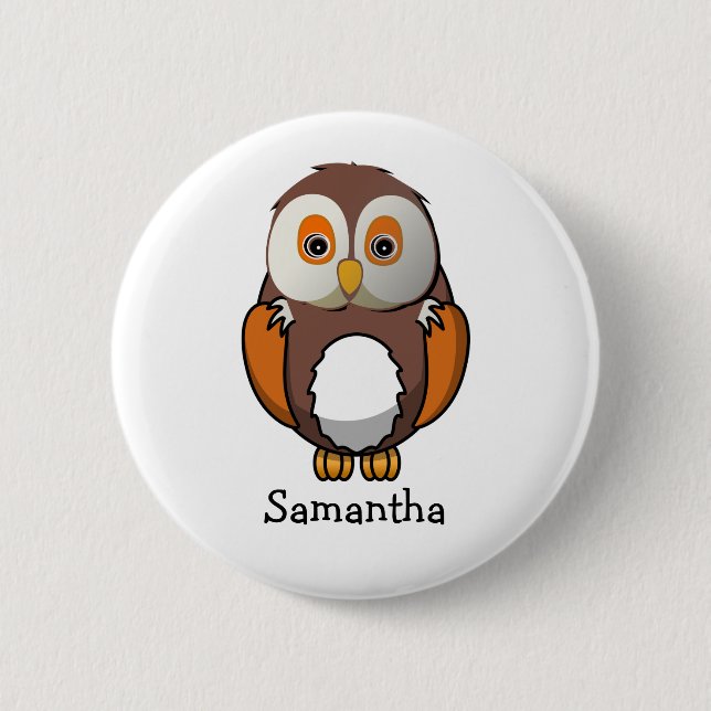 Cute Owl Personalized 2 Inch Round Button (Front)