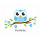 Cute owl personalized nursery wall art for boys