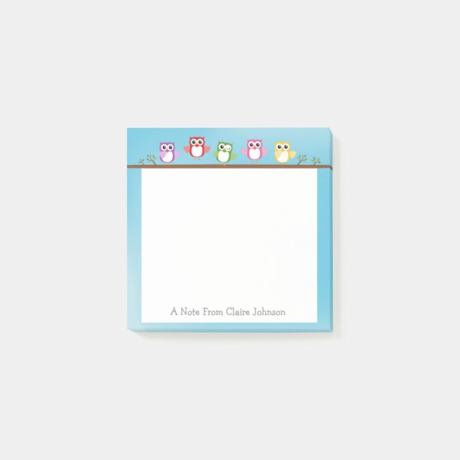 Cute Owl Personalized Post It Note (Front)