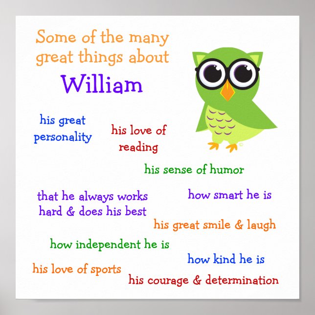 "Cute Owl" Personalized Poster (Front)