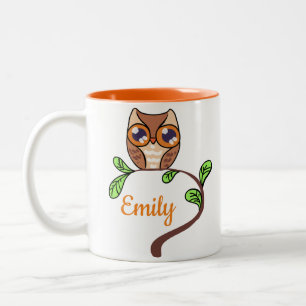 Cute Owl Personalized Two-Tone Coffee Mug