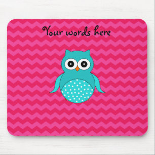 Cute owl pink chevrons mouse pad