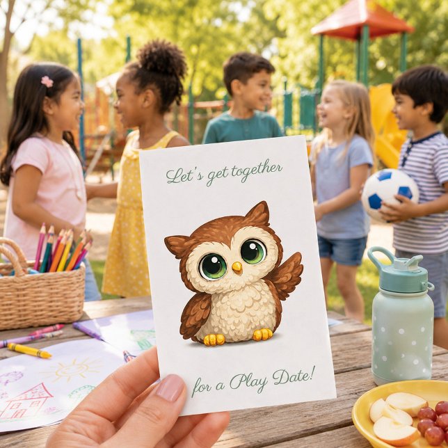 Cute Owl Play Date Calling Card (Creator Uploaded)