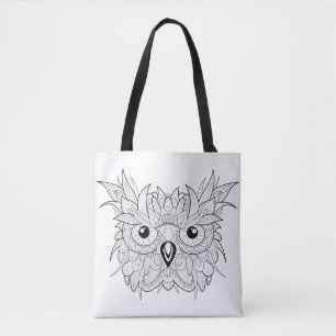 Cute Owl Portrait Doodle 2 Tote Bag