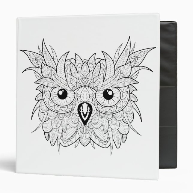 Cute Owl Portrait Doodle Binder (Front/Inside)