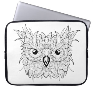 Cute Owl Portrait Doodle Laptop Sleeve