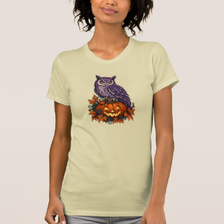 Cute Owl Pumpkin Halloween Womens Cream T-Shirt