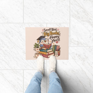 Cute Owl Reading Books Illustration Planner Doormat
