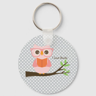 Cute Owl Reading Keychain