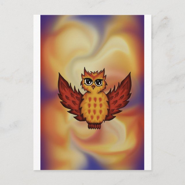 cute owl red postcard (Front)