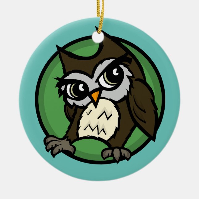 CUTE OWL ROND CÉRAMIQUE NOËL ORNEMENT DE VACANCES (Devant)