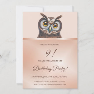 Cute Owl |  Rose Gold  Invitation