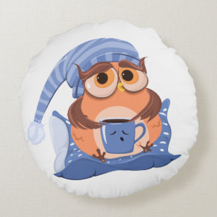 Cute Owl Round Pillow