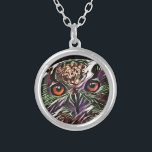 CUTE OWL SILVER PLATED NECKLACE<br><div class="desc">An art design of a cute little owl.</div>