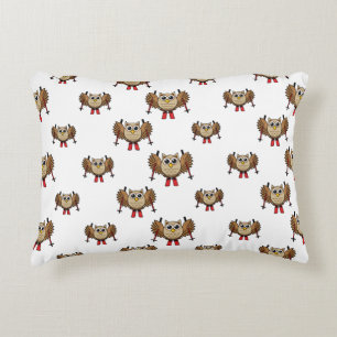 Cute Owl Skiing Cartoon Accent Pillow