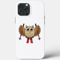 Cute Owl Skiing Cartoon