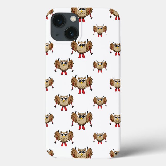 Cute Owl Skiing Cartoon Case-Mate iPhone Case (Back)