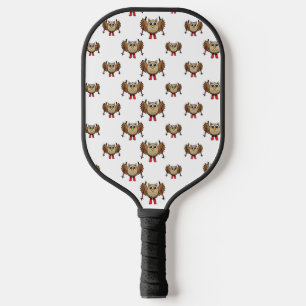 Cute Owl Skiing Cartoon Pickleball Paddle