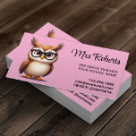 Cute Owl Teacher Educator Pastel Pink Business Card<br><div class="desc">Cute Owl Teacher Educator Pastel Pink Business Card.</div>