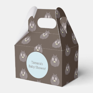 Cute Owl Textured Baby Shower Gender Reveal Favor Box