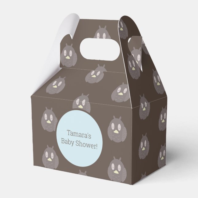 Cute Owl Textured Baby Shower Gender Reveal Favor Box (Front Side)
