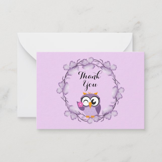 Cute Owl Thank You  Card (Front)