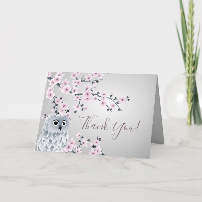 Cute Owl  Thank You Card (Front)