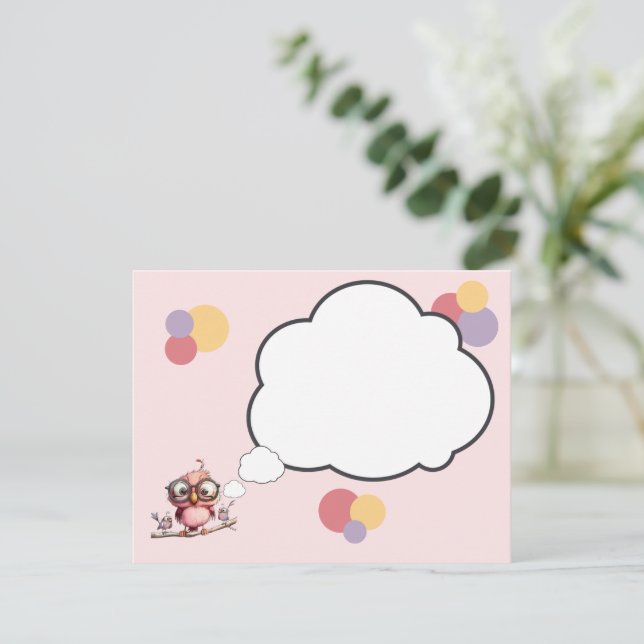 Cute Owl Thought Bubble Holiday Card (Standing Front)