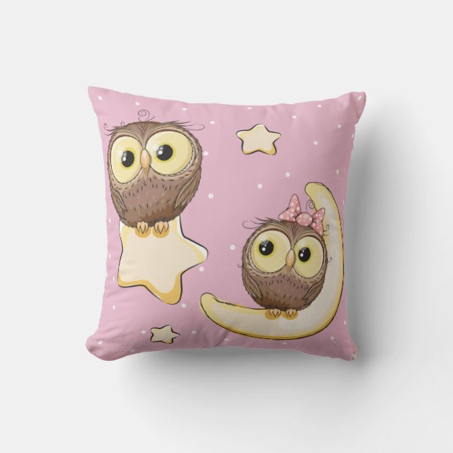 Cute Owl Throw Pillow (Front)