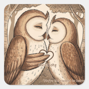 Cute Owl Valentine's Day Square Sticker