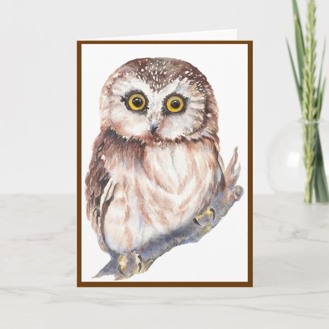Cute Owl - Watercolor Bird Collection Card (Front)