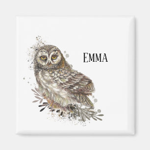 Cute Owl ,Watercolor Bird Nature Magnet