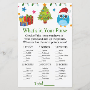 Cute Owl What's in your purse game baby shower