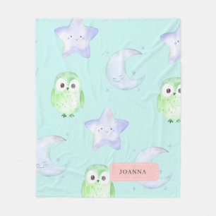 Cute Owl Whimsical Fleece Blanket