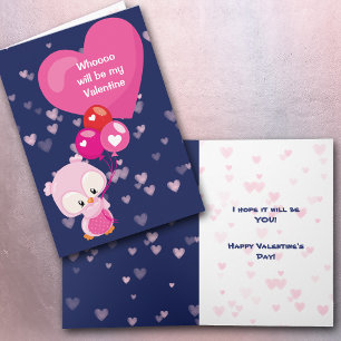 Cute Owl Who Will Be My Valentine Card