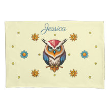 Cute owl with flowers kids