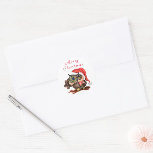 Cute Owl with Gift Christmas Sticker